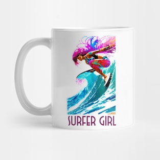 surfer girl, beach surf, wave riding, v1 Mug